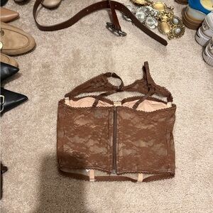 SHEIN Brown Lace Crop Top